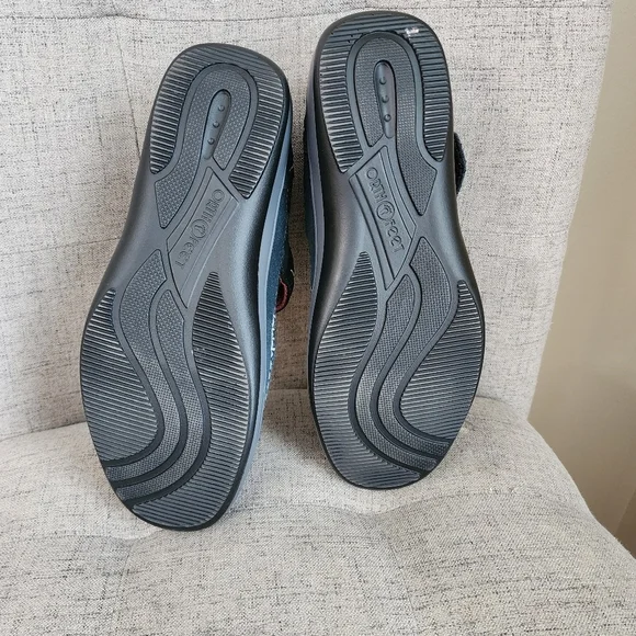 Orthfeet Blue Athens Mary Jane Leather Shoes Womes Size 9 Medium Velcro - Picture 12 of 15